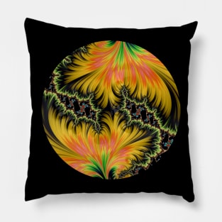 Golden Yellow Magic Fractal Psychedelic Design Pillow