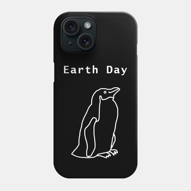 White Line Earth Day Penguin Phone Case by ellenhenryart