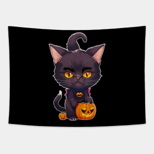 spooky tomcat cat pumkin Tapestry