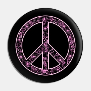 Girly Flower Peace Sign Pin