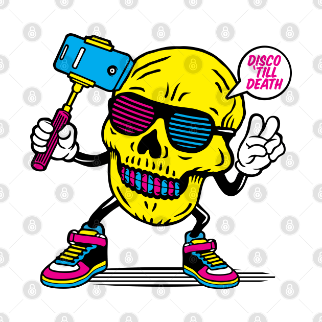 Skull Disco Till Death Selfie by Mako Design 