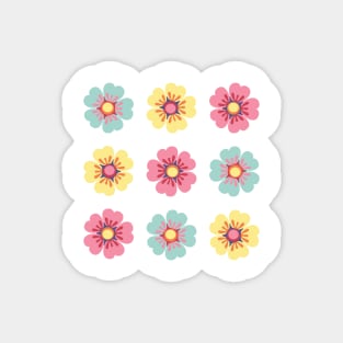 Spring flowers triangle patchwork quilt Magnet