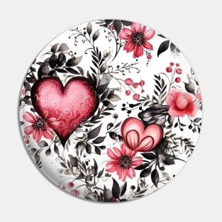 Gothic Valentines Watercolor Pattern #1 Pin