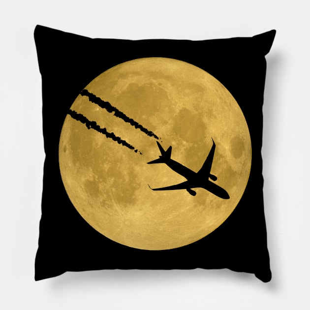 Airplane over the moon Pillow by Andreeastore  