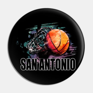 Retro Pattern San Antonio Basketball Classic Style Pin