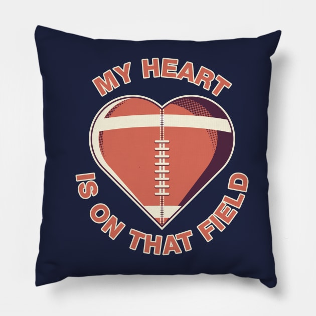 Football My Heart Is On That Field Vintage Retro Design Pillow by Ardhsells