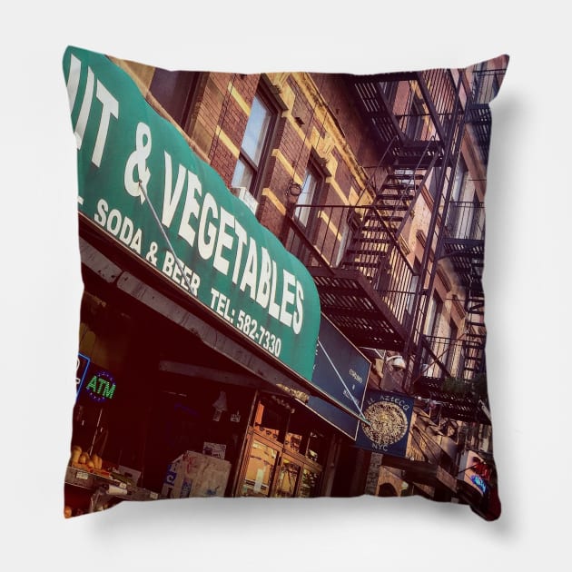 Ninth Ave, Hell's Kitchen, Manhattan, NYC Pillow by eleonoraingrid