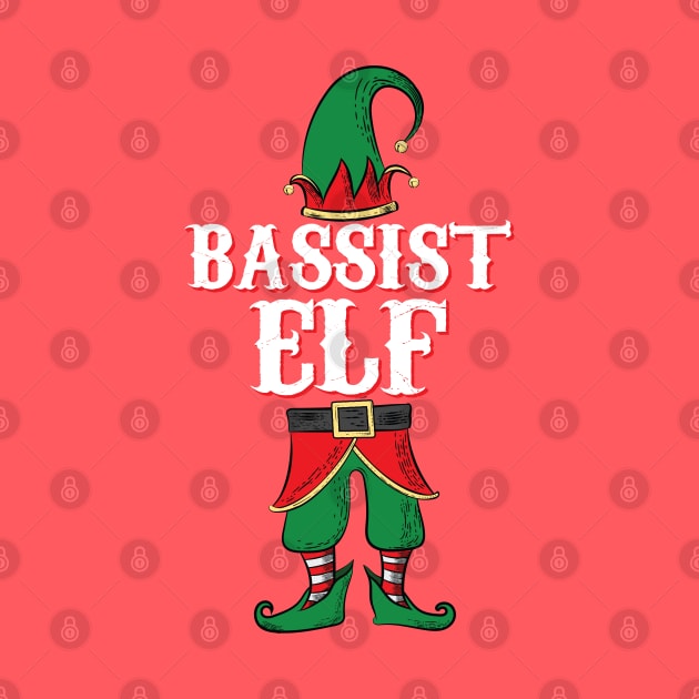 Bassist Elf - Christmas Gift Idea for Bass Players print by Vector Deluxe