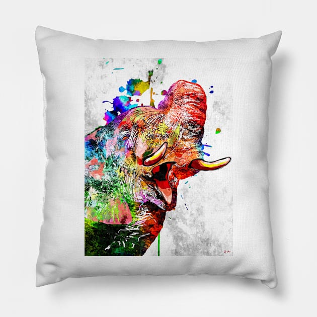 Colorful Elephant Pillow by danieljanda