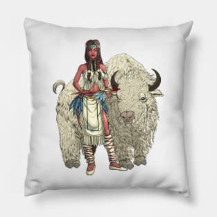 White Buffalo Woman Pillow