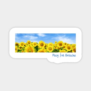 Pray For Ukraine Rectangle - Sunflower For Ukraine - Vintage Photo Sunflower Field Magnet