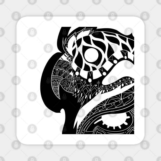 yara guacamaya parrot ecopop bird in mexican pattern art Magnet by jorge_lebeau