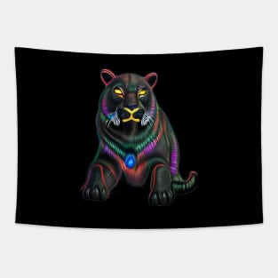 Black Neon Panther Tapestry