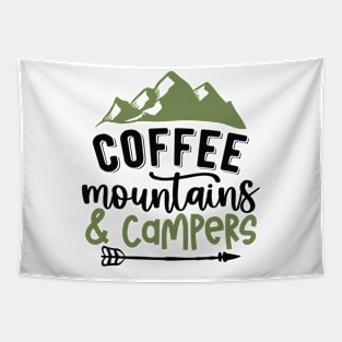 Coffee Mountains And Campers | Camping And Coffee Design Tapestry