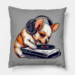 Music cute dog | Black, orange, and yellow Pillow