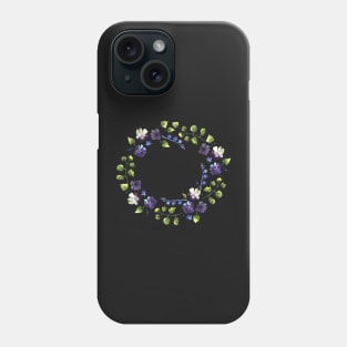 Watercolor wreath with blue flowers Phone Case