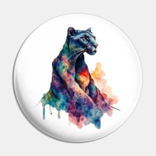Majestic Watercolor Panther Art | Vibrant Multi-Color Big Cat Illustration | Wild Expressive Wildlife Design Pin