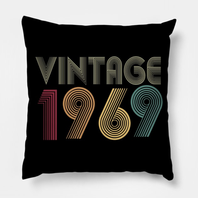 50th Birthday T Shirt Gift Vintage 1969 Classic Pillow by key_ro