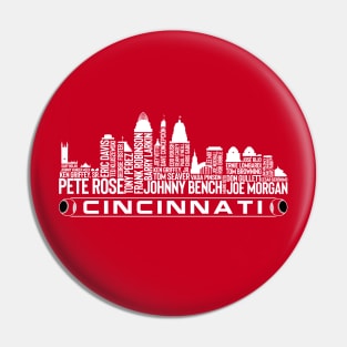 Cincinnati Baseball Team All Time Legends, Cincinnati City Skyline Pin