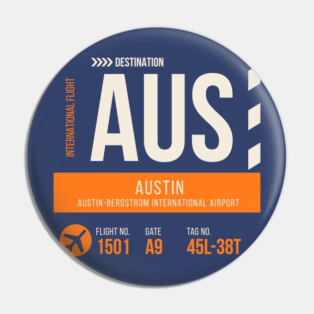 Austin Airport Stylish Luggage Tag (AUS) Pin by SLAG_Creative