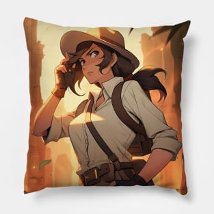 Anime Woman on Adventure - Anime Wallpaper Pillow