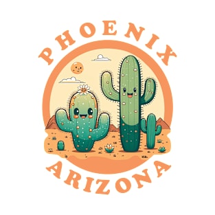 Phoenix Arizona Cute Kawaii Desert Cactus Couple T-Shirt