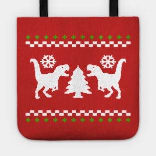 Ugly Dinosaur Christmas Sweater (Green) Tote