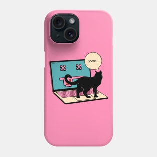 404 Error Laptop Black Cat in pink Phone Case