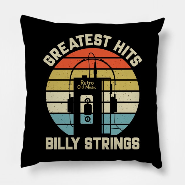 Greatest Hits Billy Retro Walkman Strings Vintage Art Pillow by Dinosaur Mask Store