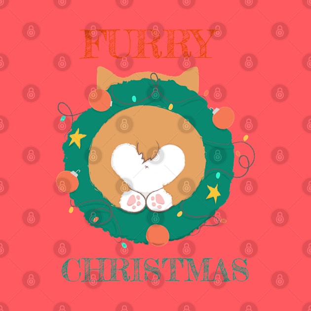 Furry Christmas (Merry Christmas) Corgi Butt Dog Wreath by LoveofDog