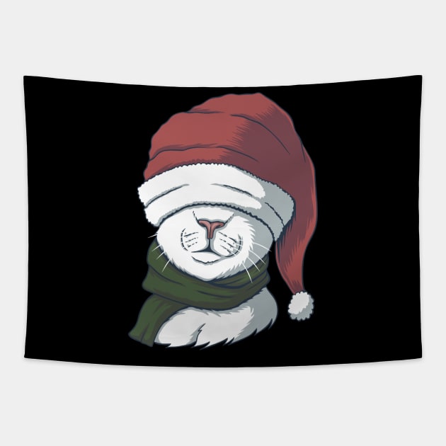 Christmas Cat with Hat Tapestry by be yourself. design