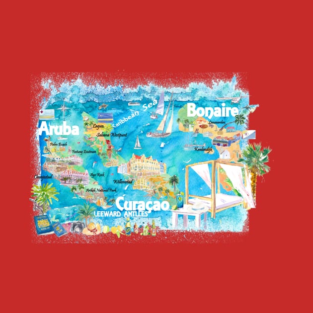 Aruba_Bonaire_Curacao_Illustrated_Travel_Map_with_RoadsXS by artshop77