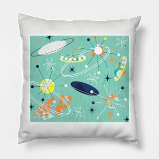 Flying Saucers Very Retro Atomic Abstract Pillow