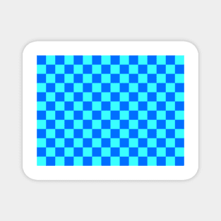 Blue Checkered Square Pattern Magnet