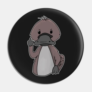 Grumpy Platypus Holding Middle finger funny gift Pin