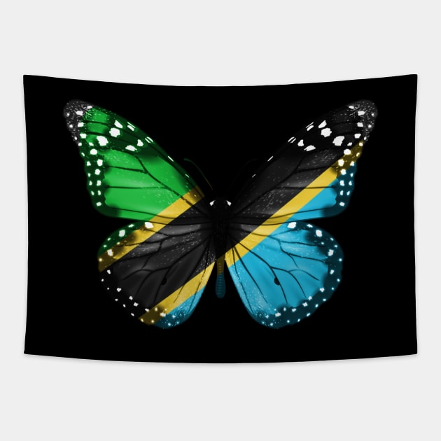 Tanzanian Flag  Butterfly - Gift for Tanzanian From Tanzania Tapestry by Country Flags