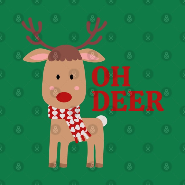 Oh Deer - Cheery RudoReindeer Festive Tee by thejamestaylor