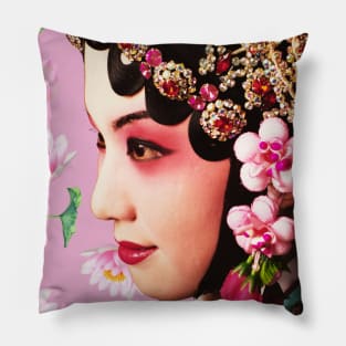 Chinese Opera Star with Lotus Flowers & Geometric Pattern- Hong Kong Retro Pillow