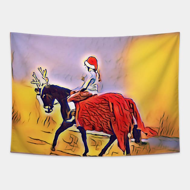 Miss Claus Does Dressage Tapestry by All King Edward's Horses