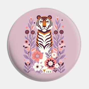 Serene Tiger in Blooming Garden Pin