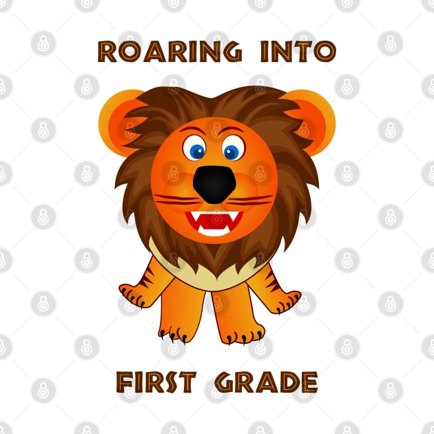 Roaring Into First Grade (Cartoon Lion) by TimespunThreads