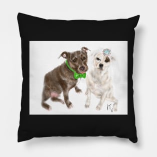 A Dog Wedding Bride and Groom Pillow