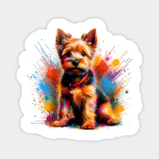 Vibrant Norfolk Terrier in Colorful Splash Paint Art Magnet