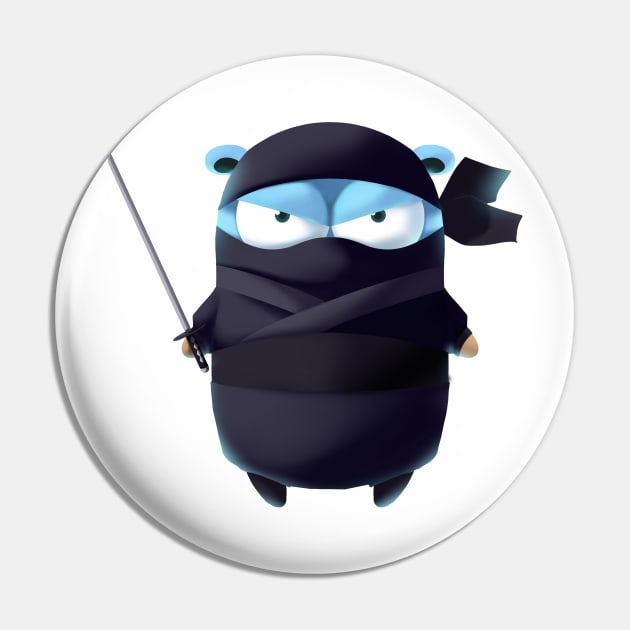 Golang Gopher Ninja Pin by clgtart