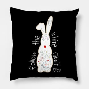 Follow the white rabbit...go vegan! Pillow