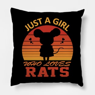 Just a Girl Who Loves Rats Vintage Funny Rats Gift Pillow