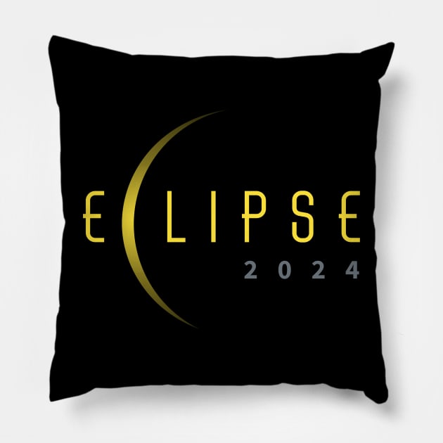 Eclipse 2024 Pillow by Little Duck Designs