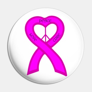 Peace Love Cure Pink Ribbon Pin