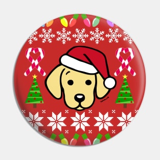 Yellow Labrador Puppy Santa Festive Pattern Pin