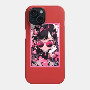 Aesthetic Anime Girl Pink Black | Quality Aesthetic Anime Design | Premium Chibi Manga Anime Art Phone Case